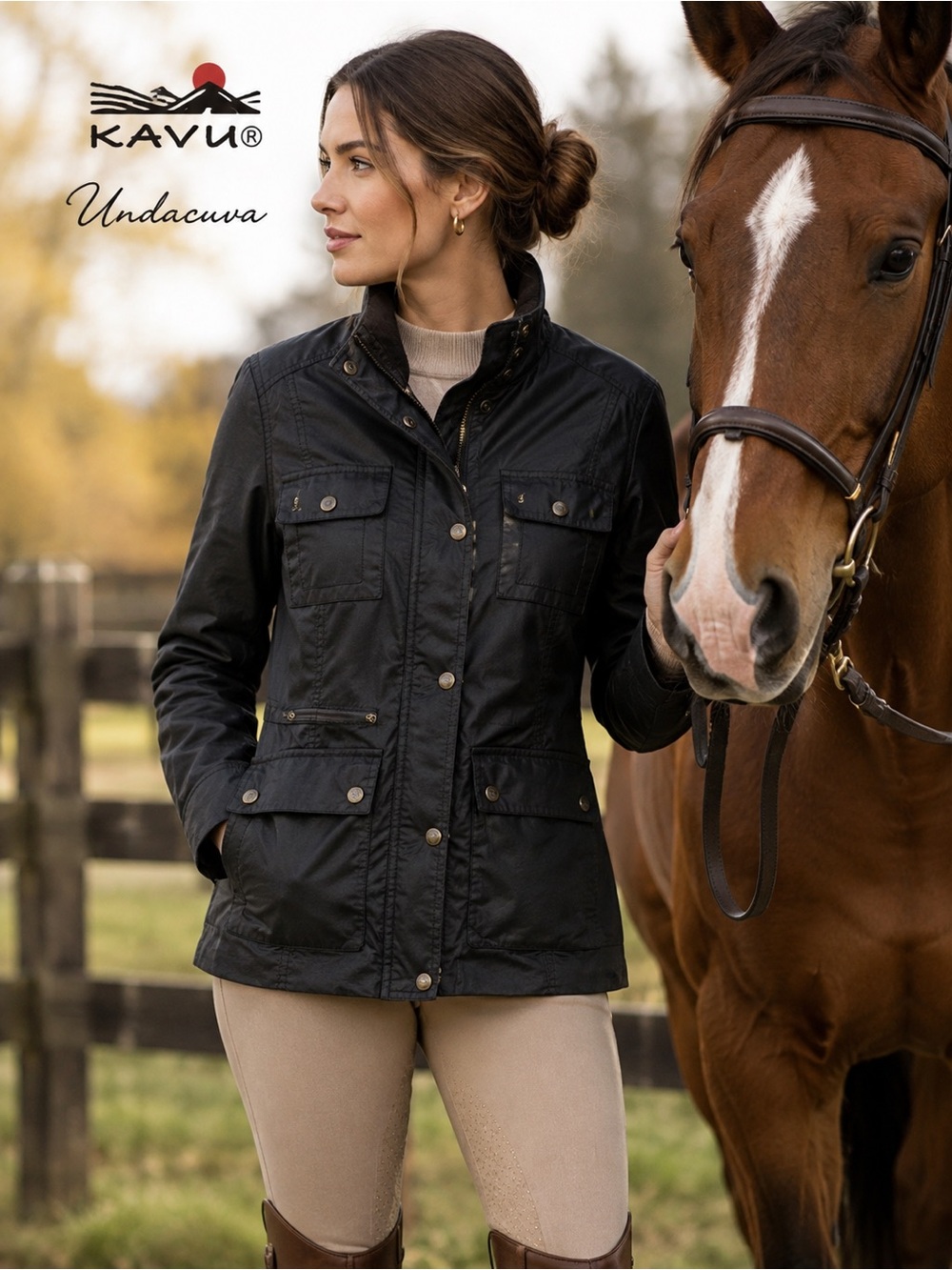 KAVU Undacuva Jacket Women Small Black Waxed Cotton Flannel Lined Utility